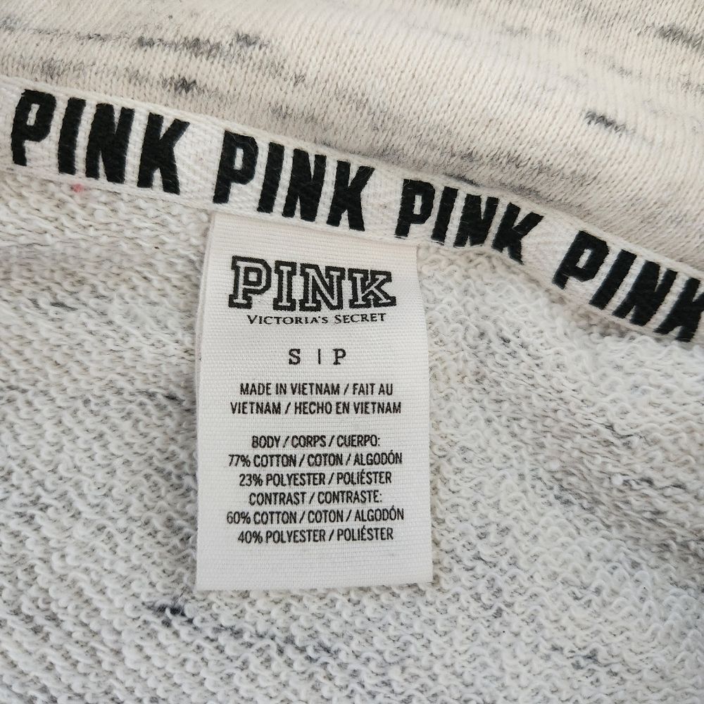 Victoria's Secret PINK Quarter Zip Spellout Pullover Sweatshirt Size‎ Small - Picture 4 of 9
